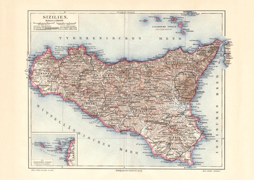 Sizilien historische landkarte - historische,