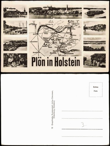 Ansichtskarte plön landkarten - plön,